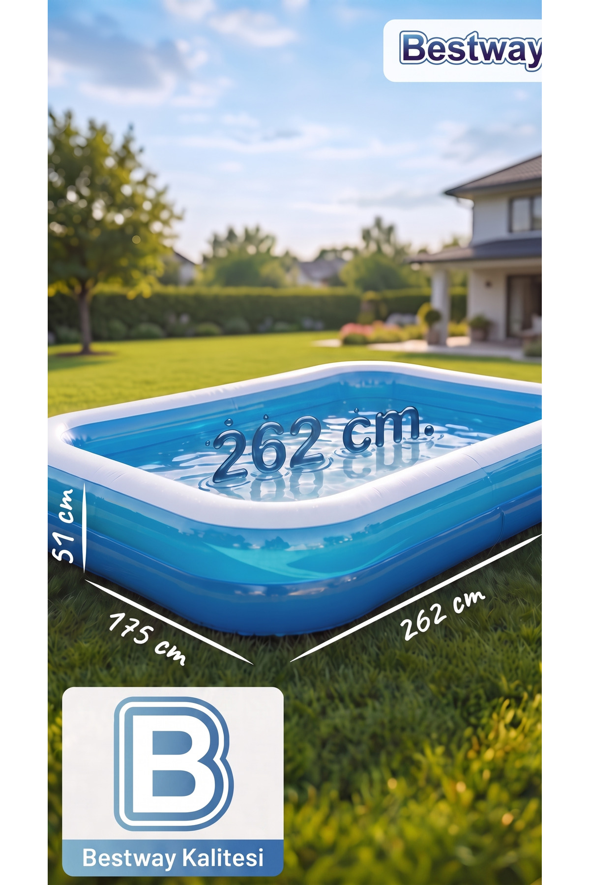 Inflatable Family Pool 262 X 175 X 51 Cm 54006