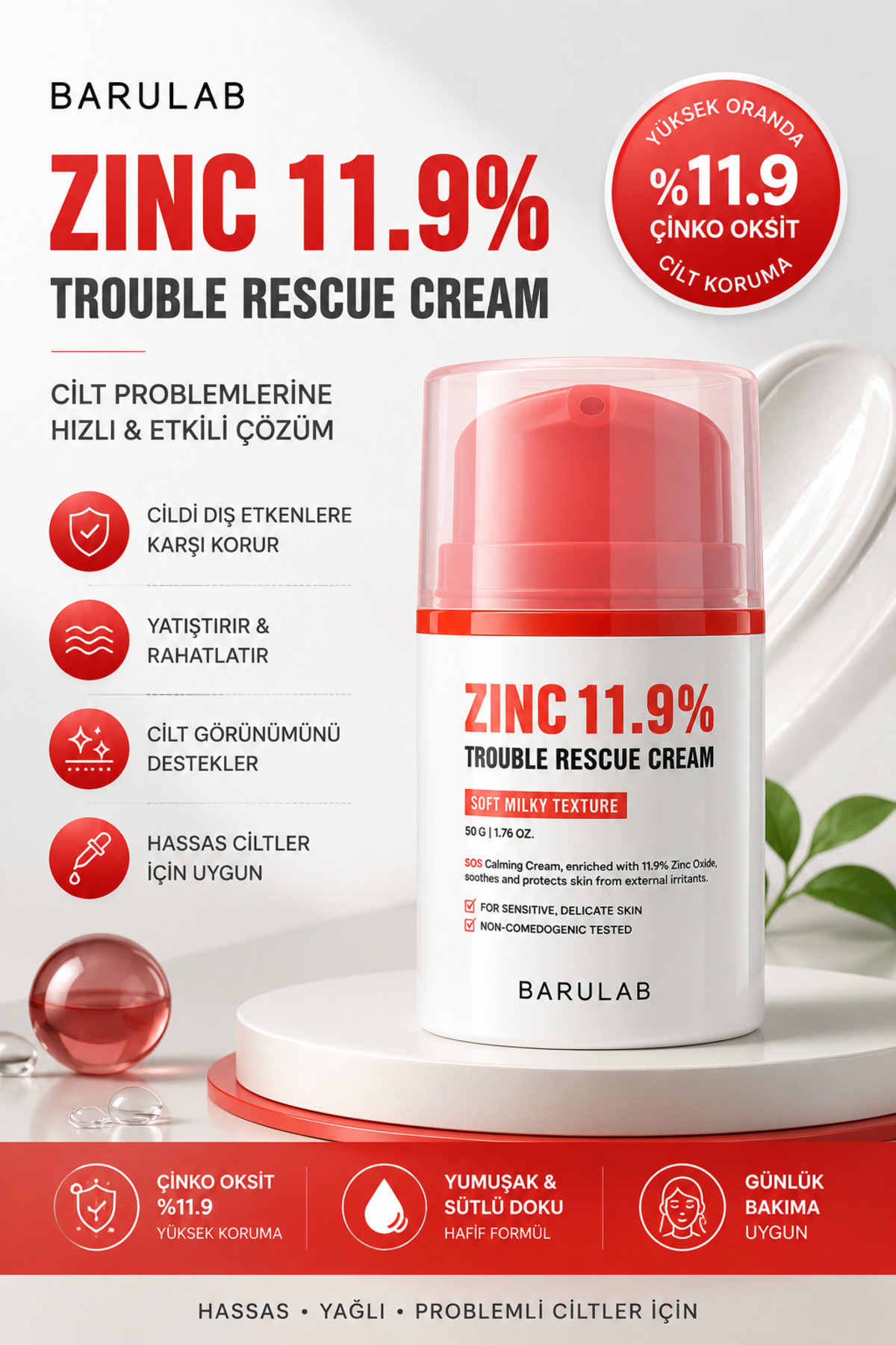 Barulab Zinc 11.9% Onarıcı Bakım Kremi 50 gr — BRB55