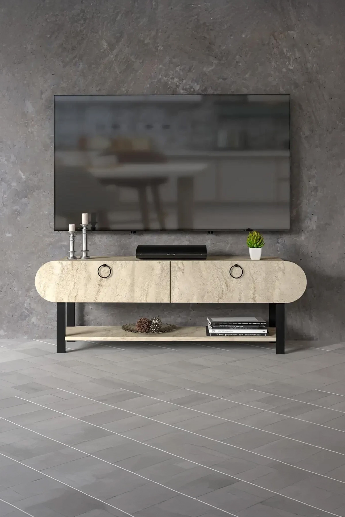Goldfalez Setro TV Ünitesi Ekru 110 cm