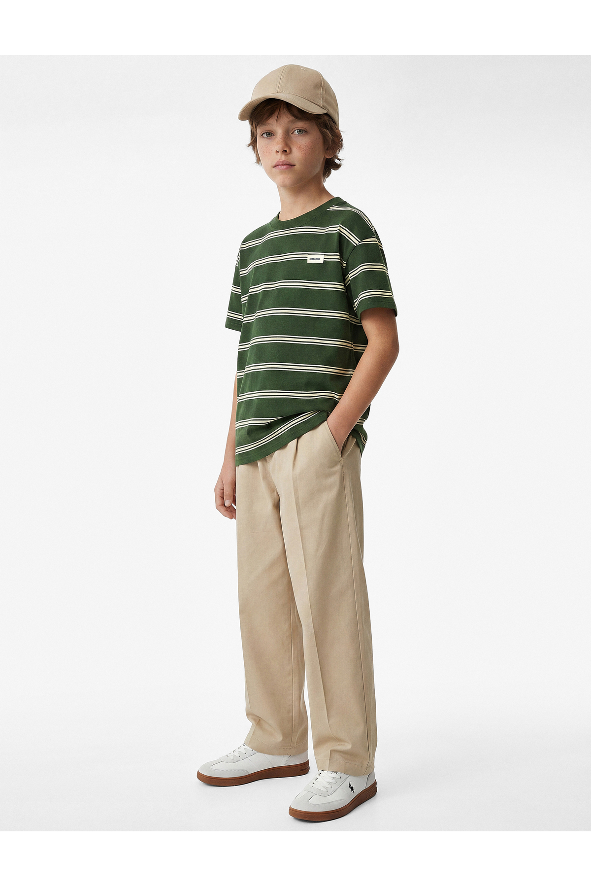 Koton Cotton Short Sleeve Crew Neck Oversize Striped T-Shirt