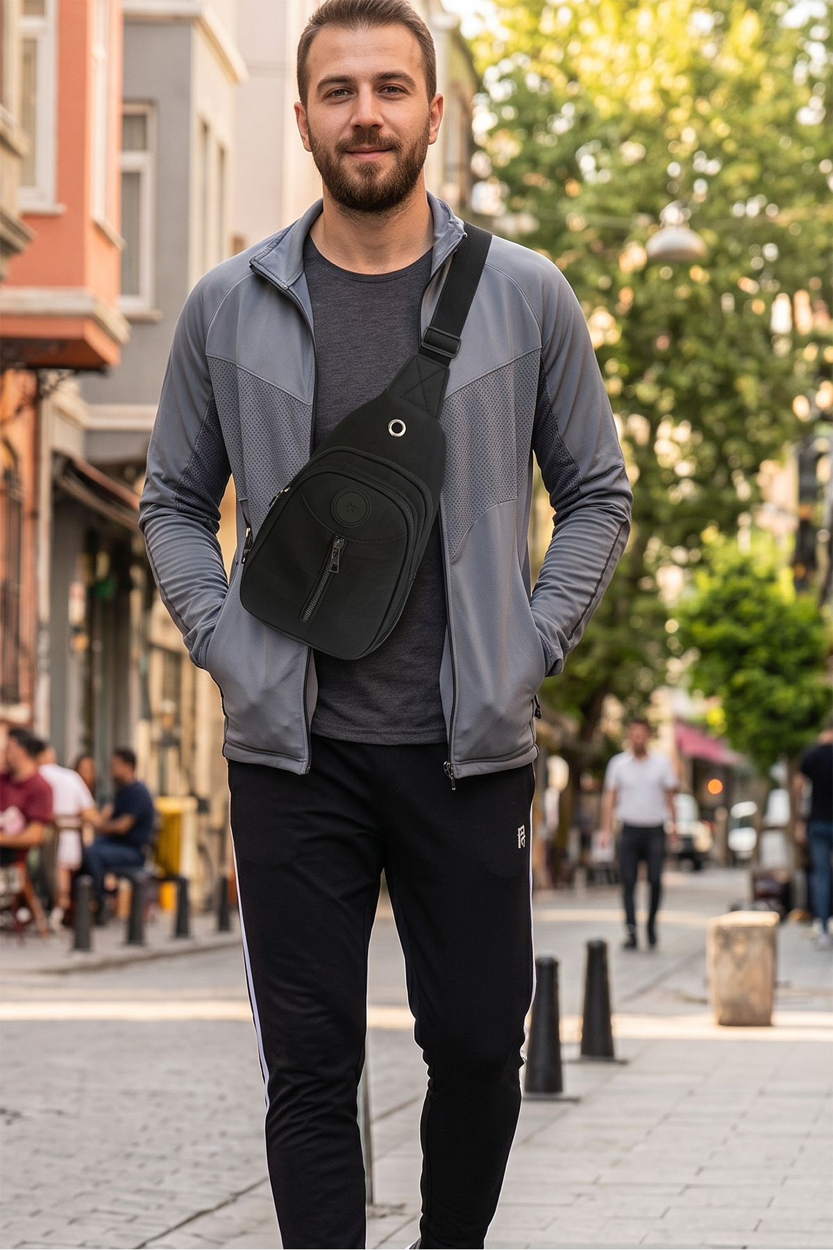 Luvenis Unisex Krinkıl Body Bag Çapraz Askılı Omuz Ve Bel Çantası görsel 3