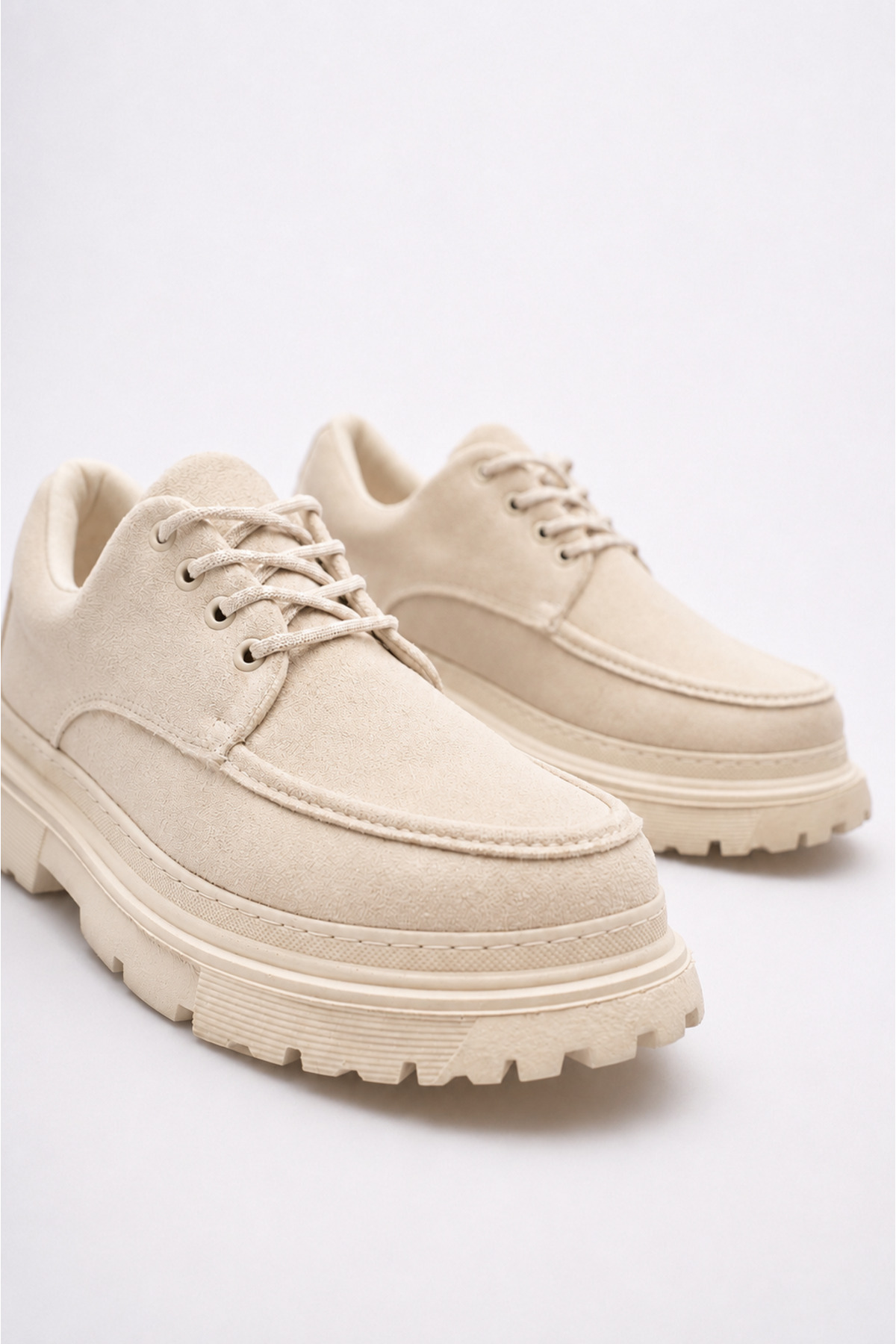 Mhoda Shoes Bağlamalı Makosen Ayakkabı Bej Süet görsel 5