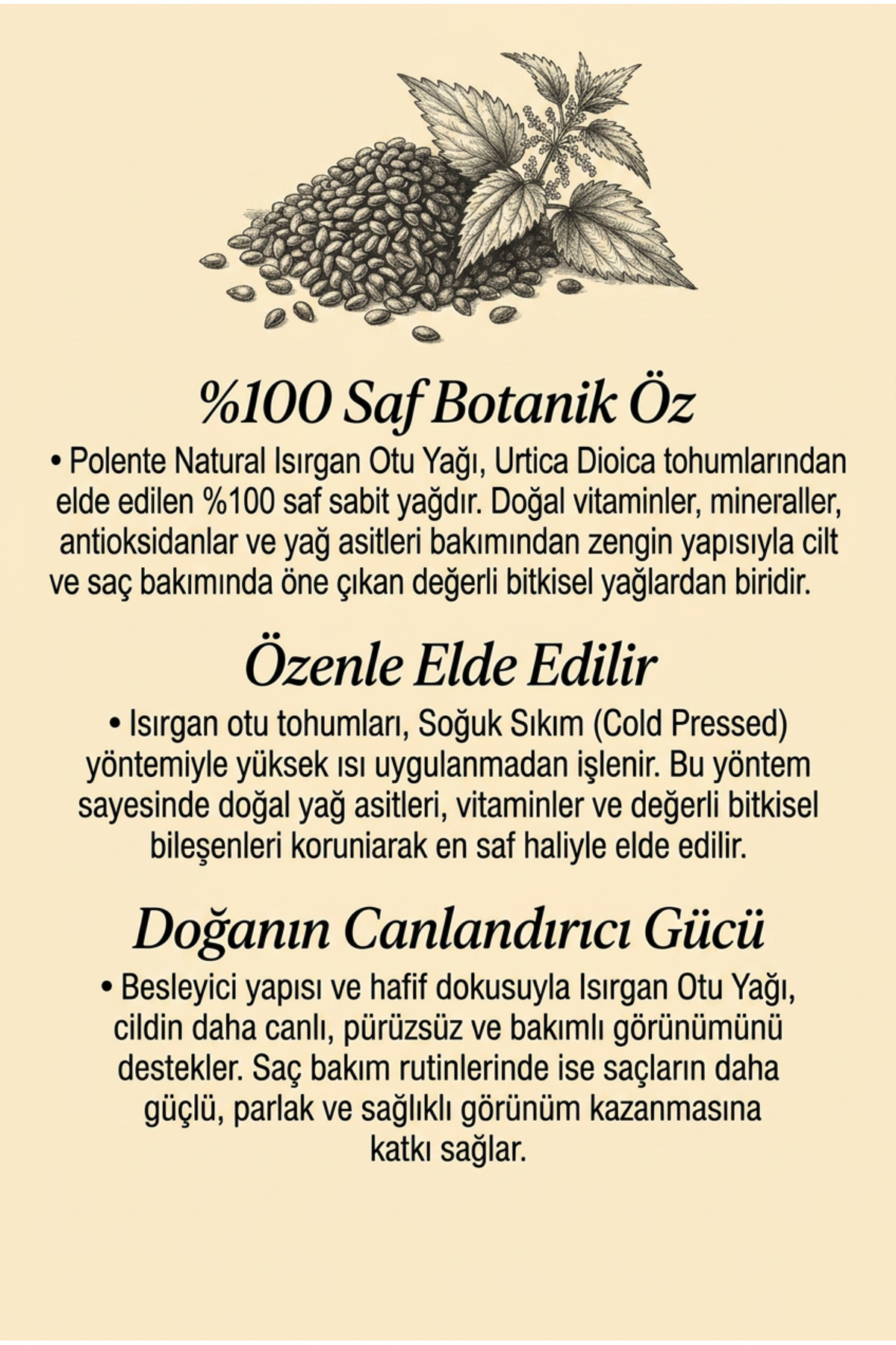 Isırgan Otu Yağı - Soğuk Sıkım (50 ml) — Urtica Dioica Seed Oil — تصویر 4 از 5