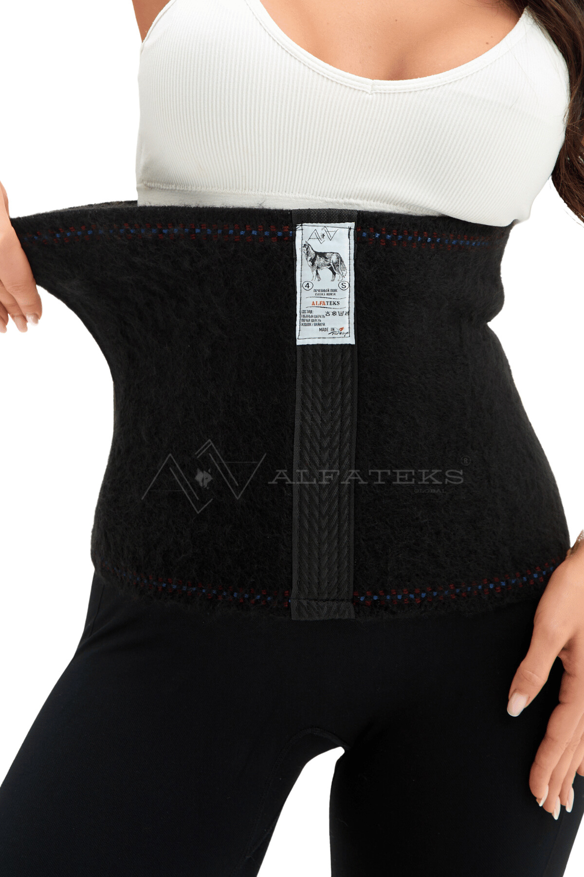 ALFATEKS Siyah Unisex Termal Yün Bel Korse - Isıtır - Sıcak Tutar - Ağrı Önler - Destekler görsel 8