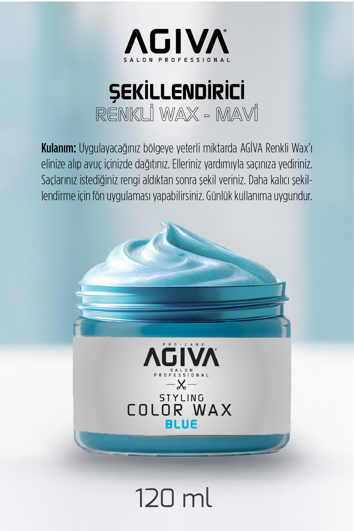 CARE & BEAUTY Saç Şekillendirici Renkli Wax – Color Wax – Mavi - 120 ml — 001-WAX-102 — تصویر 3 از 3