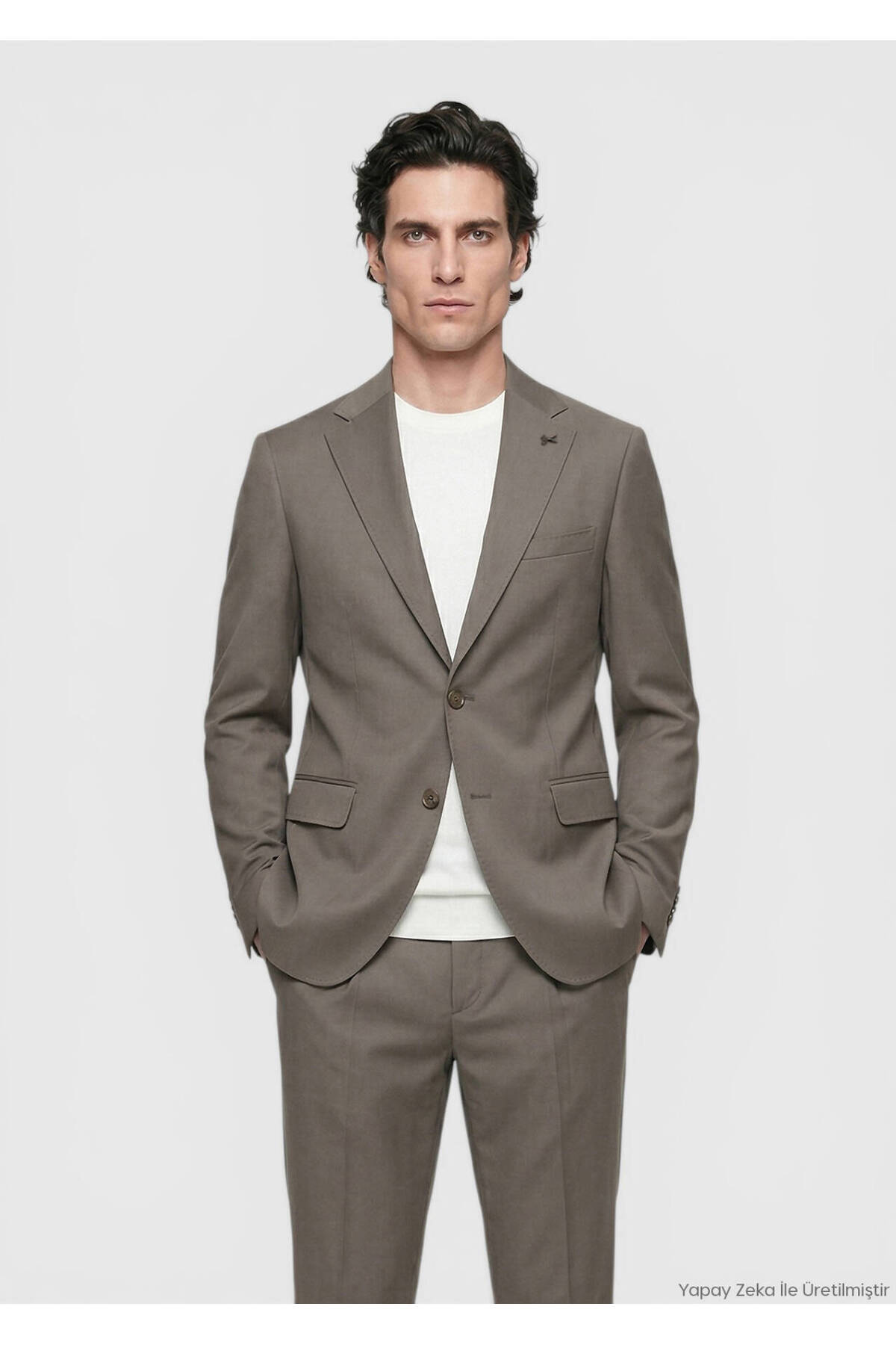 Mink Plain Zeroweight Slim Fit Wool Blend Suit — رنگارنگ 165283 — تصویر 4 از 7