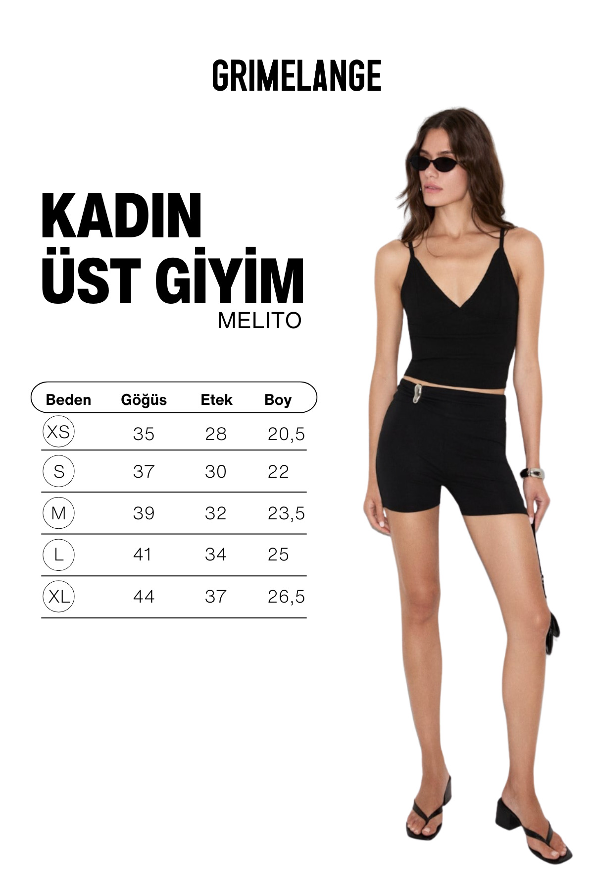 GRIMELANGE MELITO Kadın Yumuşak Ve Esnek Kumaşlı Organik Pamuklu Göğüs Dekolteli Askılı Siyah Atlet görsel 6