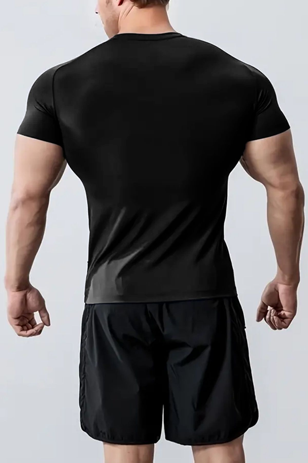 GHASSY CO Erkek Compression Sports Nem Emici Hızlı Kuruyan Renk Solmayan Atletik Fitness T-Shirt görsel 4