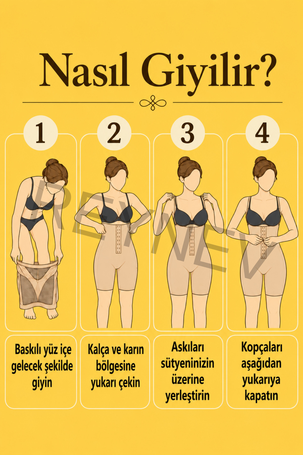 REYNEV Toparlayıcı İç Çamaşırı Kadın Body Korse Göğüs Altı Kopçalı Şortlu Karın Basen Bel Şekillendirici Günlük Kullanım görsel 3