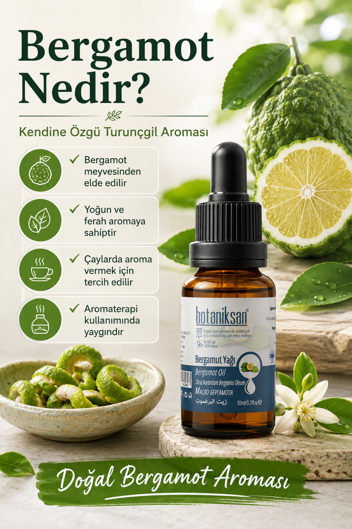 Bergamot Yağı 10ml Gıdaya Uygun Saf Soğuk Sıkım Çaya Katılabilen Uçucu Yağ — BERGAMOT YAĞI 10ML — تصویر 2 از 8
