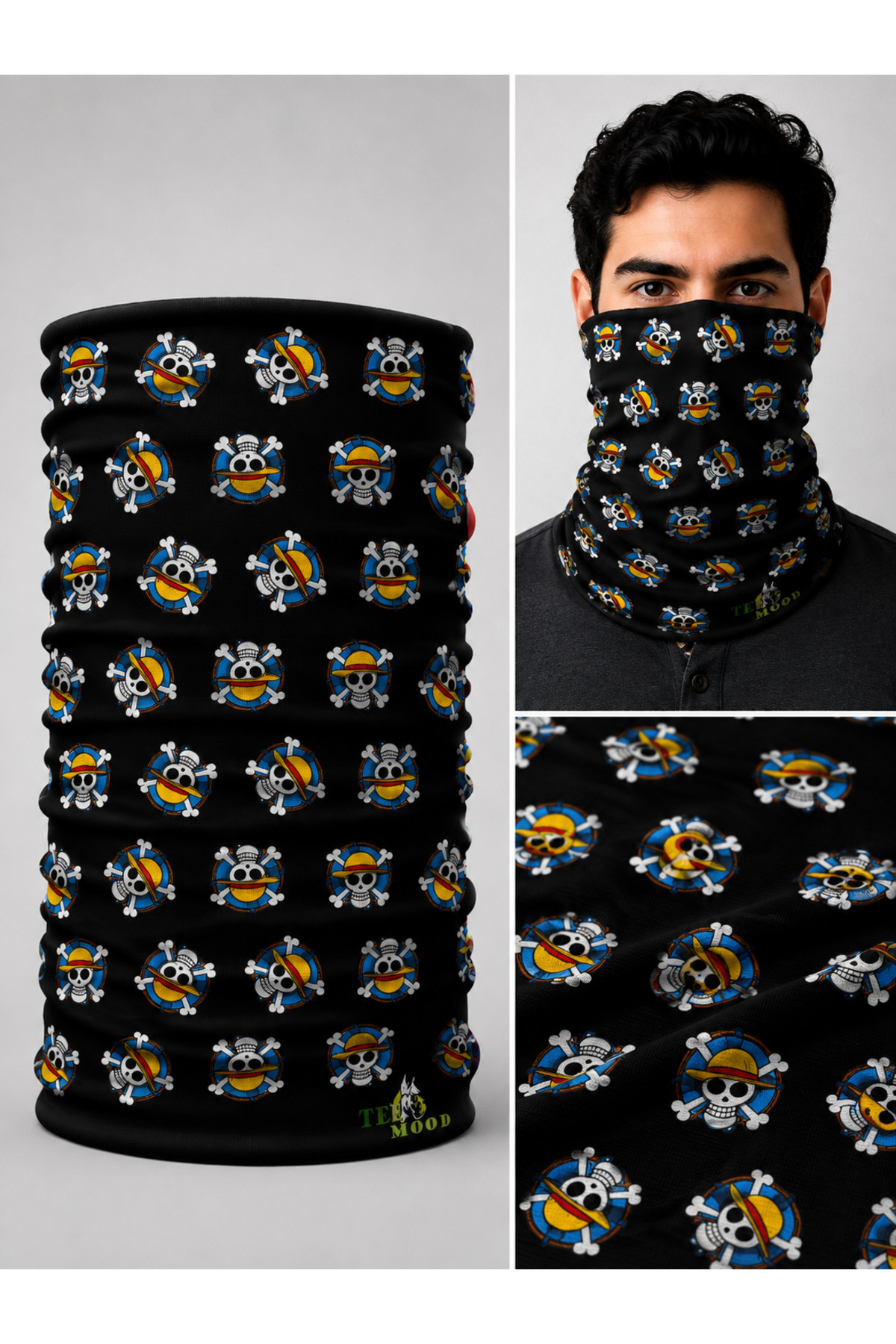 FG KONNİCHİWA One Piece Baskılı Bandana Anime Yüz Maskesi ve Boyunluk ve Günlük ve Motosiklet Kullanımı UV Korumalı Çok Amaçlı Boyunluk