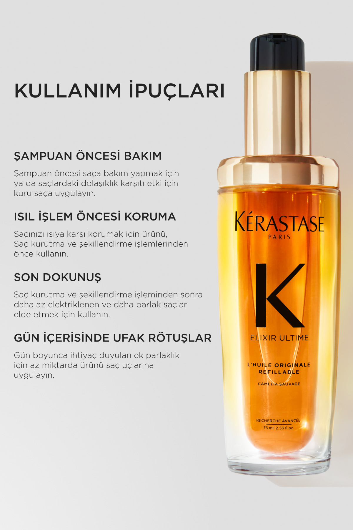 Elixir Ultime Tüm Saç Tipleri Için Besleyici, Parlaklık Veren Saç Bakım Yağı 75ml — E4166700 — تصویر 7 از 8
