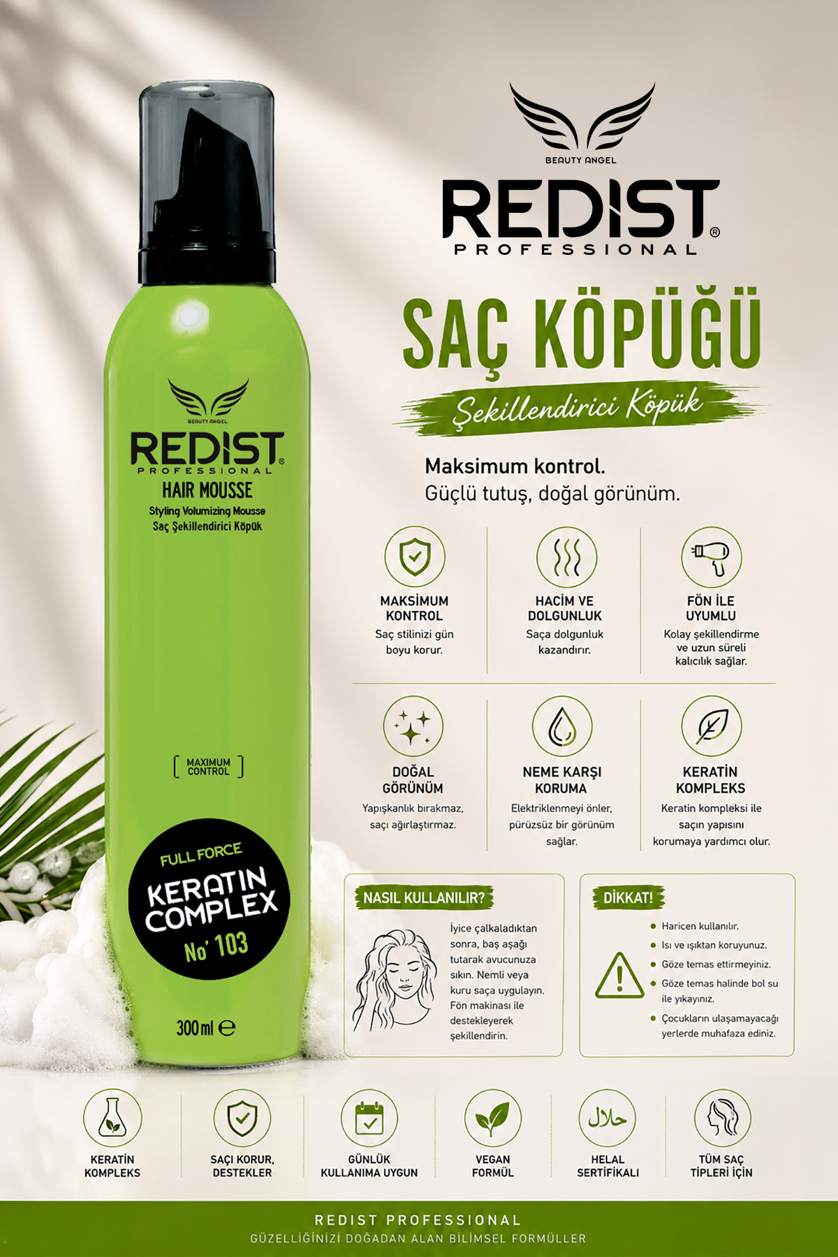 Keratin Saç Köpüğü 300 ML | Profesyonel Hacim, Bakımlı Görünüm ve Gün Boyu Kalıcı Şekil — SAÇKÖPÜĞÜ-KERATİN300ML — تصویر 3 از 6