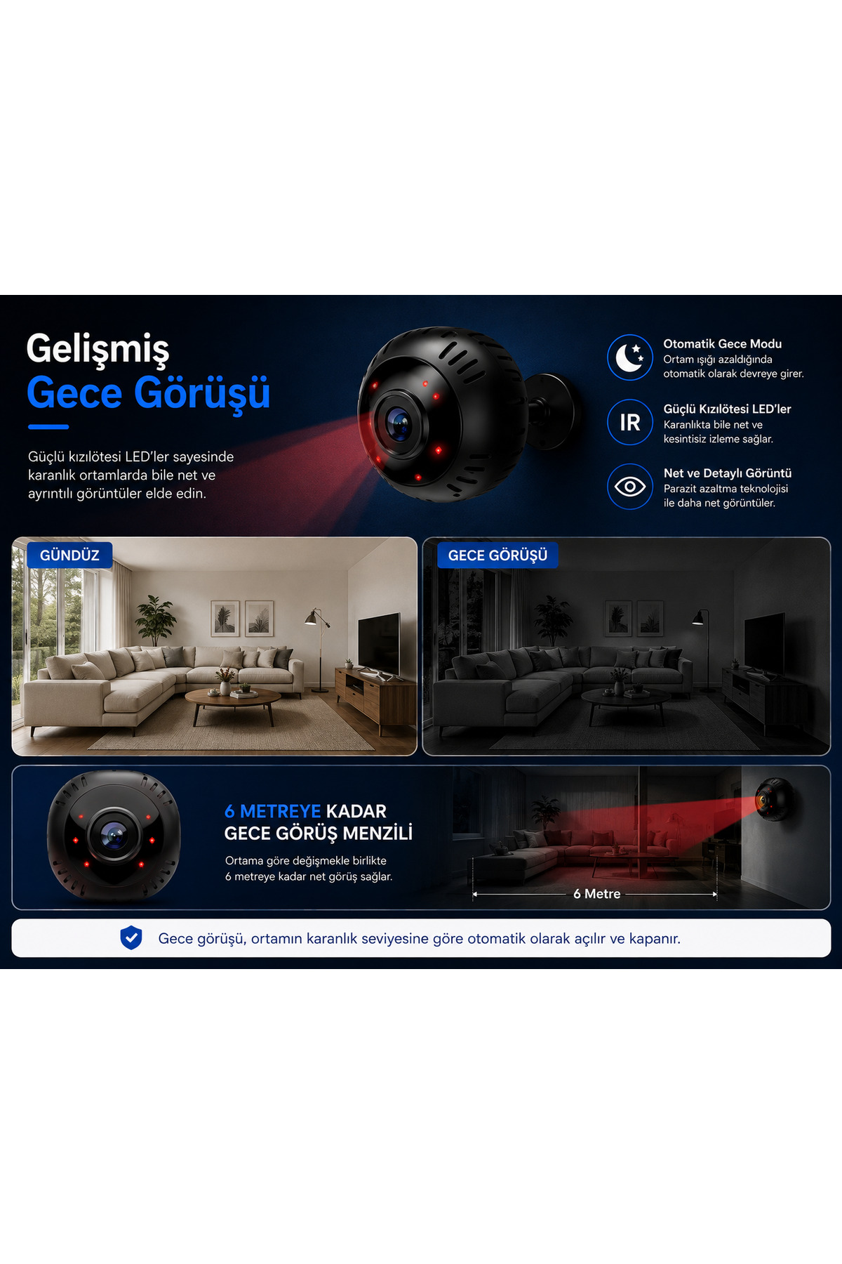 دوربین امنیتی مینی Wi-Fi | 1080P Full HD | زاویه دید وسیع | دید در شب | تشخیص حرکت | پشتیبانی از کارت SD 64GB