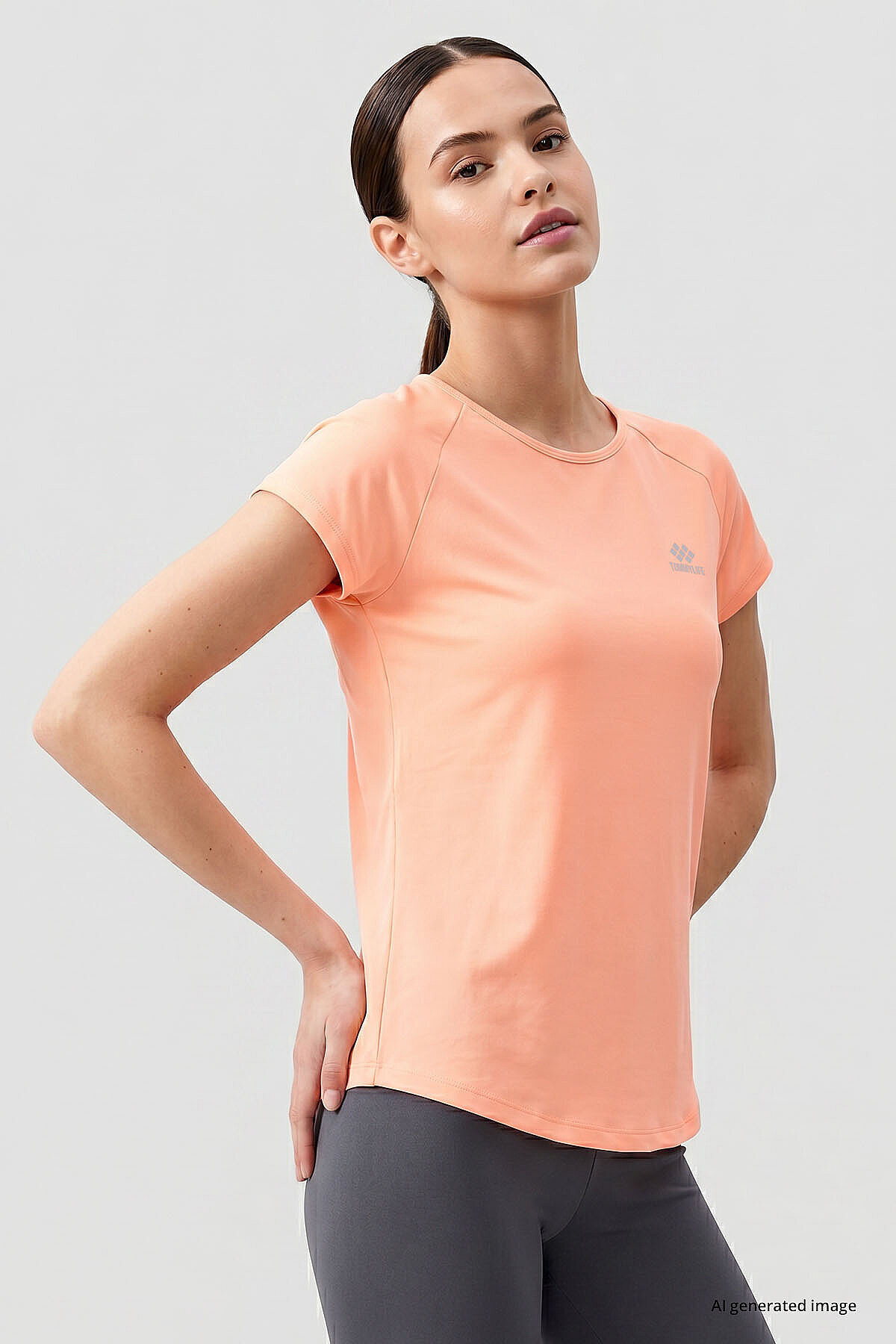 TOMMY LIFE Mercan Sırt Pencereli Kısa Kol Standart Kalıp O Yaka Kadın T-Shirt - 97101 görsel 2