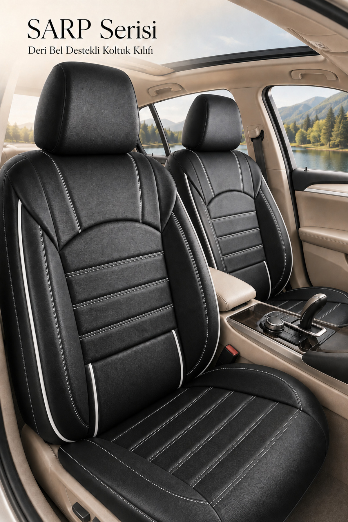 Volkswagen Polo 2018 Ve Sonrası Hatchback – Ticari Araç 2+1 Uyumlu Vira GrindSport Koltuk Kılıfı – Bej Siyah, Kolay Montaj