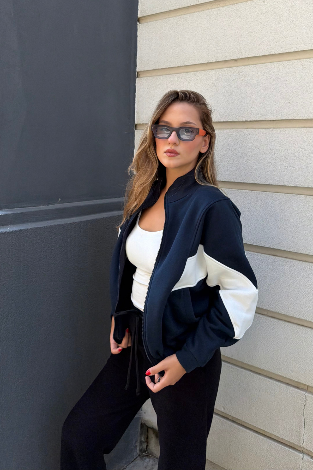 macharel jeans Lacivert Dik Yaka Cepli Fermuarlı Sweat Hırka görsel 7