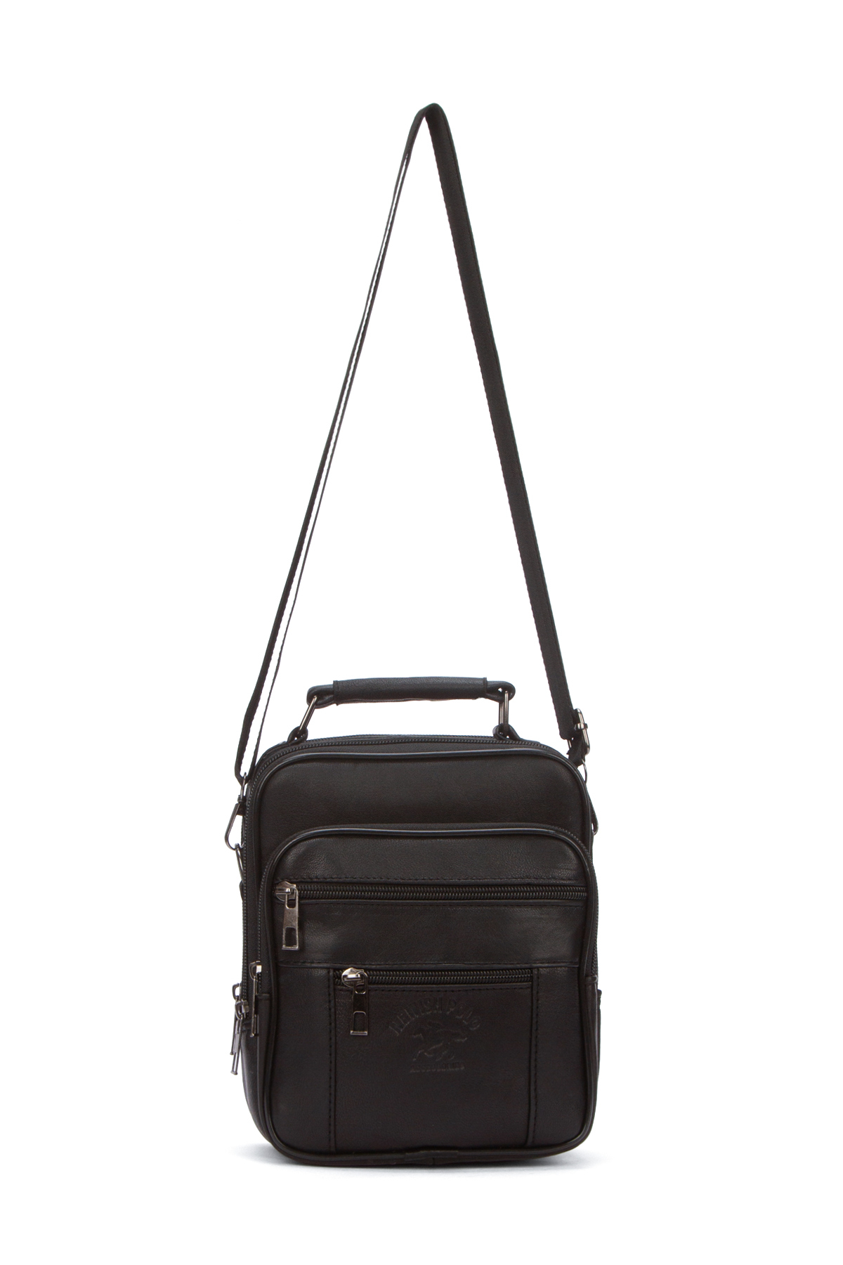 NEWISH POLO ACCESSORIES Erkek Siyah Çelik Kasalı Hakiki Deri El Ve Omuz Çantası Ayarlanabilir Askılı( Orta Boy) ve Cüzdan görsel 5