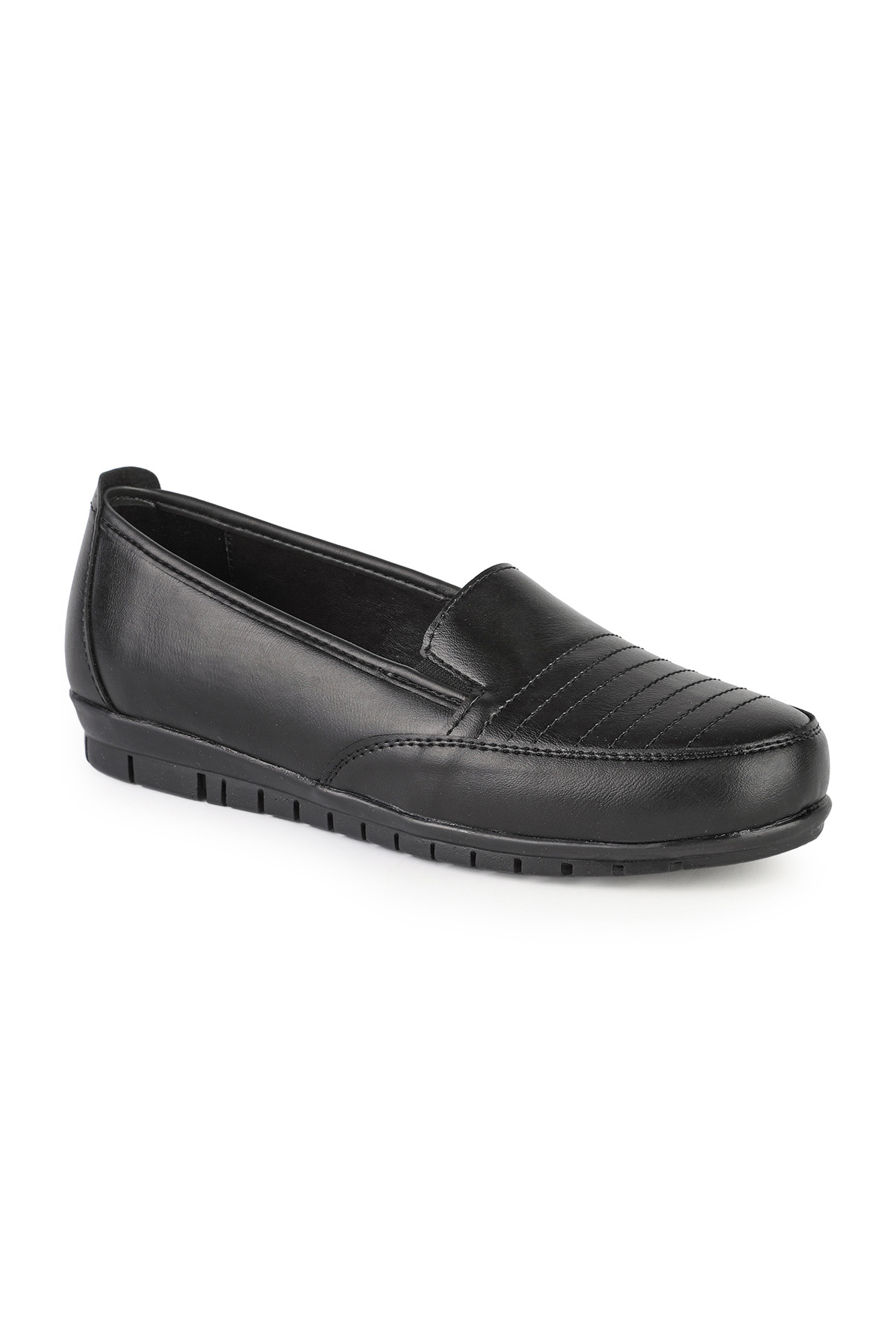ERN SHOES İçi Hakiki Deri Tam Ortopedik Topuk Jelli Siyah Anne Ayakkabısı görsel 6
