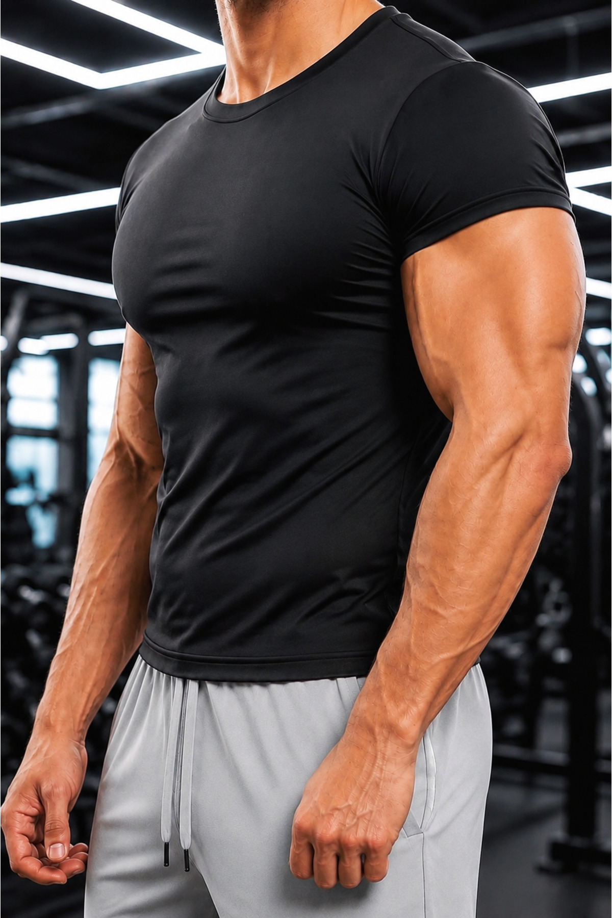 Sapeur Erkek Premium Slim Fit Katlamalı Kollu Günlük & Spor Tişört - Ultra Esnek ve Nefes Alan görsel 3