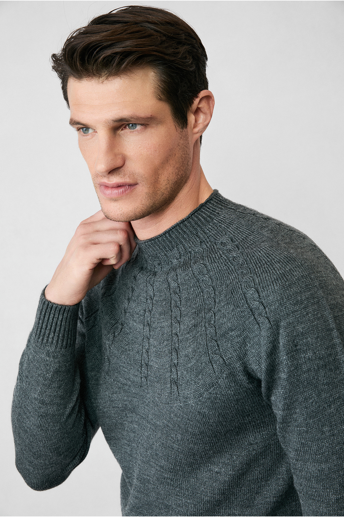 Kiğılı Yarım Balıkçı Yaka Slim Fit Desenli Triko Kazak görsel 2