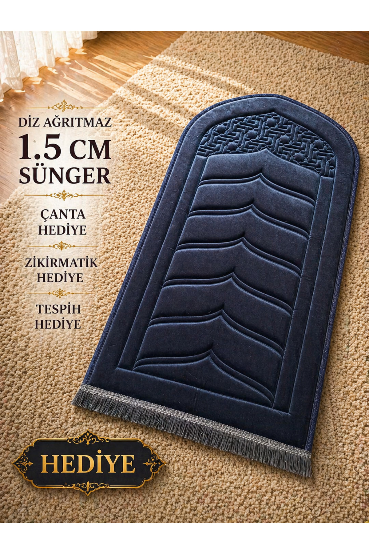 1.5 cm Thick Velvet Prayer Bag with Knee Friendly Prayer Sheet Orthopedic Sponge Gift