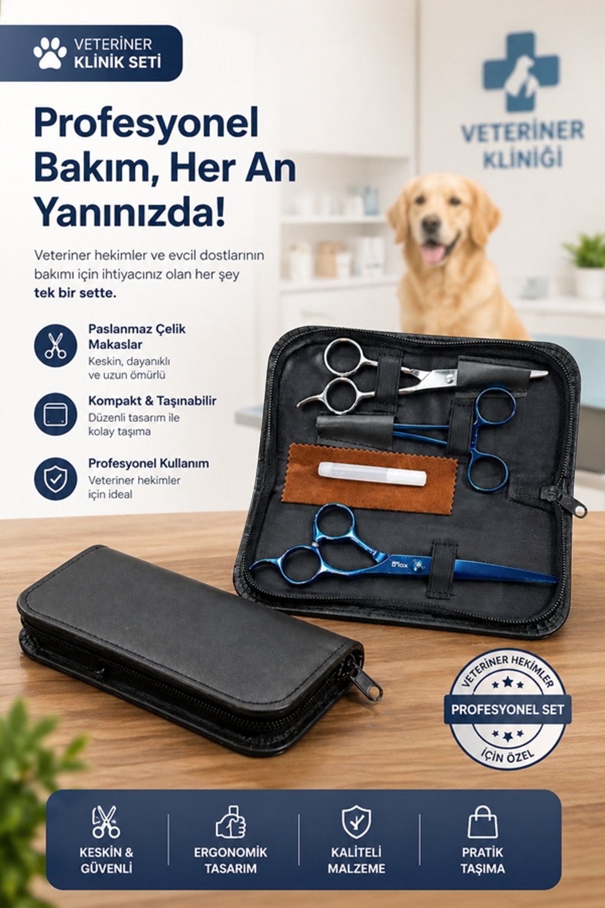 Xolo Vet Care Pro V9 Kedi Köpek Kıtık Açıcı Tüy Kesim Makas Seti