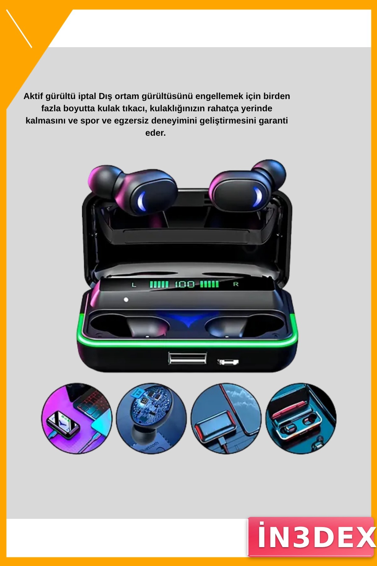 Kablosuz RGB Kulaklığı 5.1 Bluetooth Powerbank Şarjlı