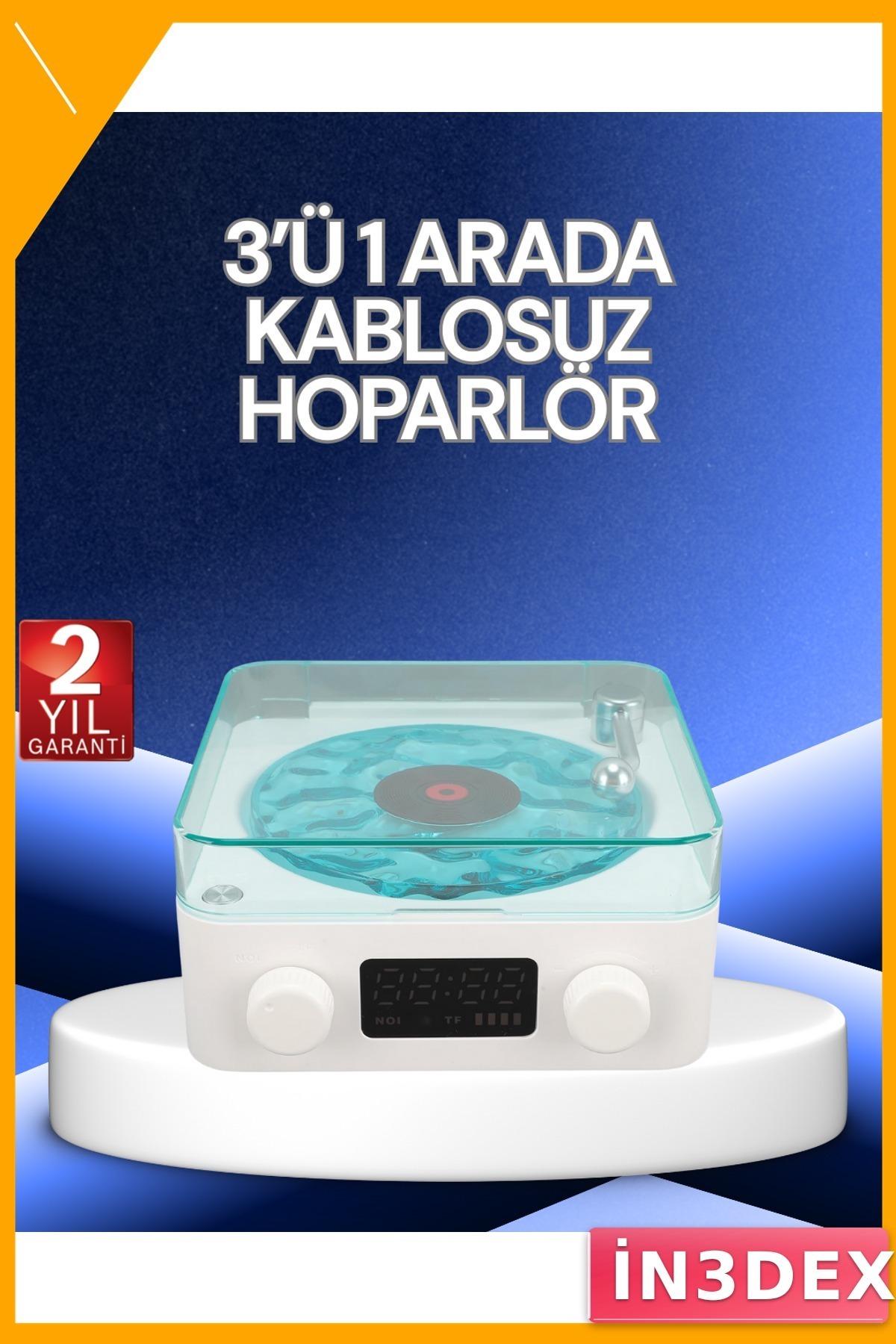 3'ü 1 Arada Bluetooth Hoparlör Gece Lambası Dijital Saat Retro Tasarım