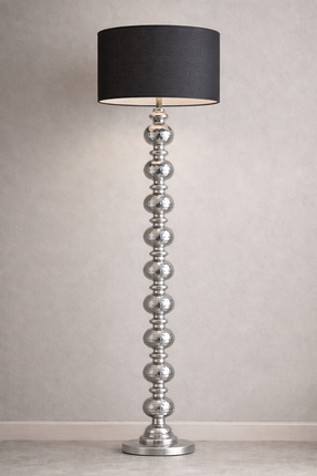 Vinner Luxor Metal Lambader Krom Gövde Siyah Kumaş Abajur Modern Salon Ayaklı...