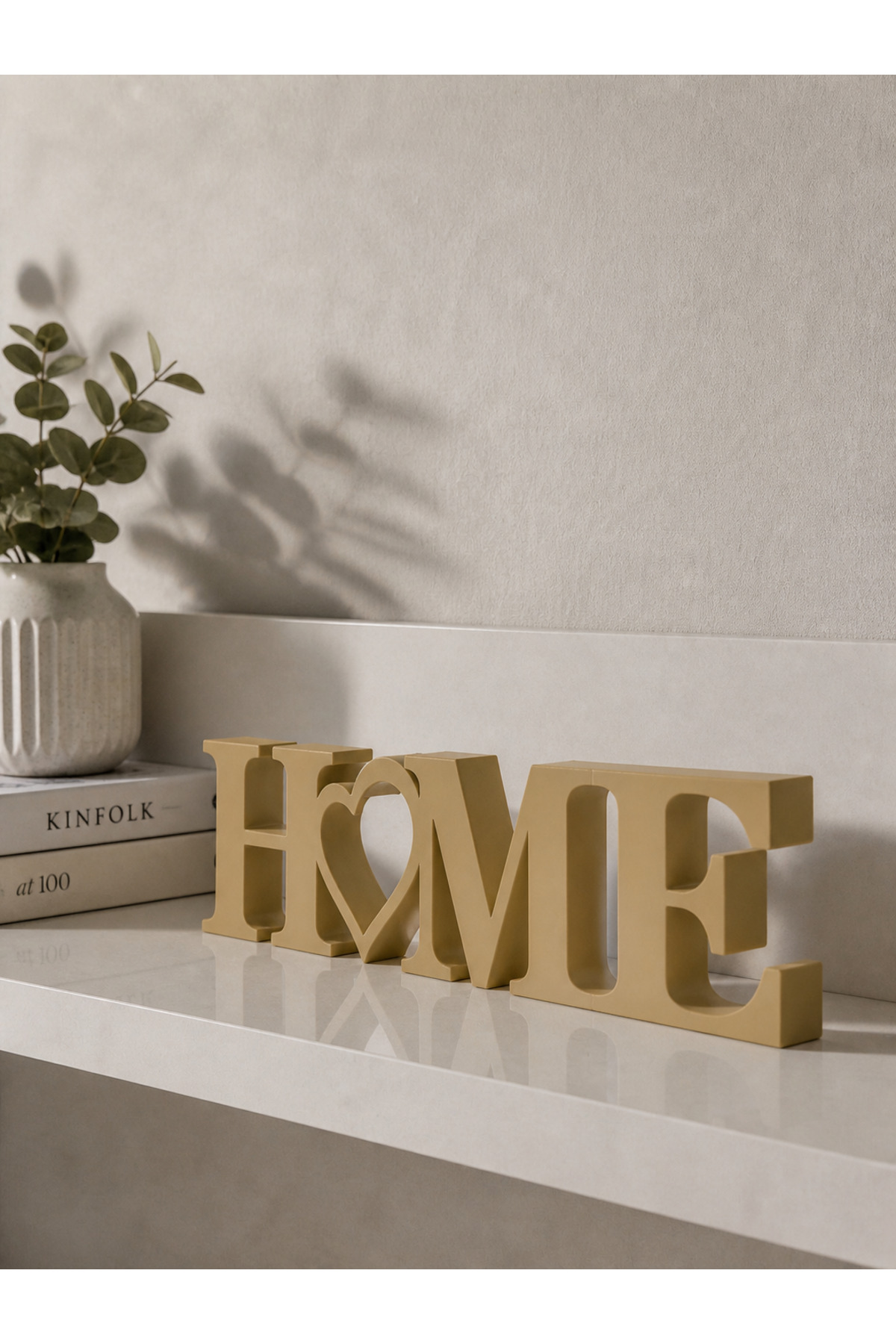 Minimalist HOME Written Decorative Object | Heart Detailed Modern Shelf & Table Top Decor