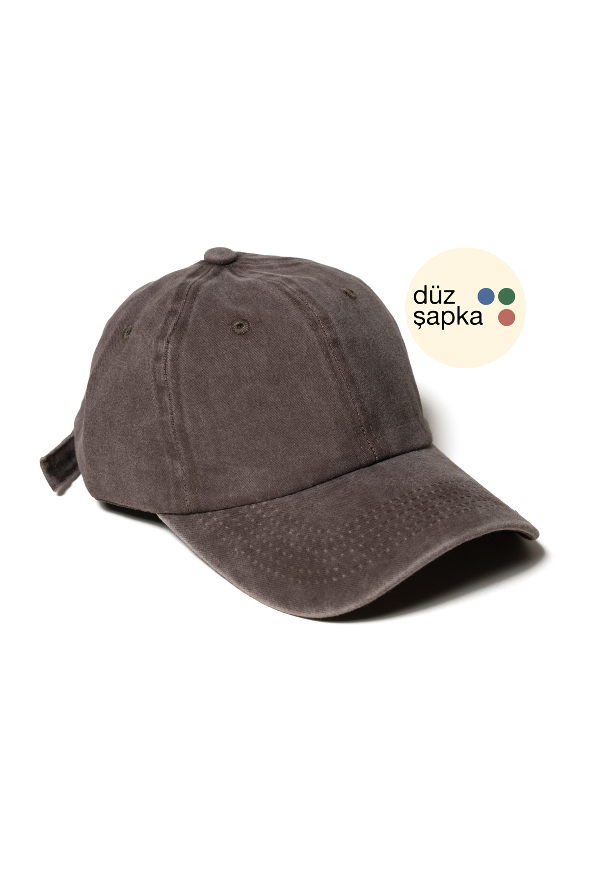 düz şapka studio Düz Şapka | Kahverengi Yıkamalı Kep Şapka - Minimalist, Logosuz ve Yazısız