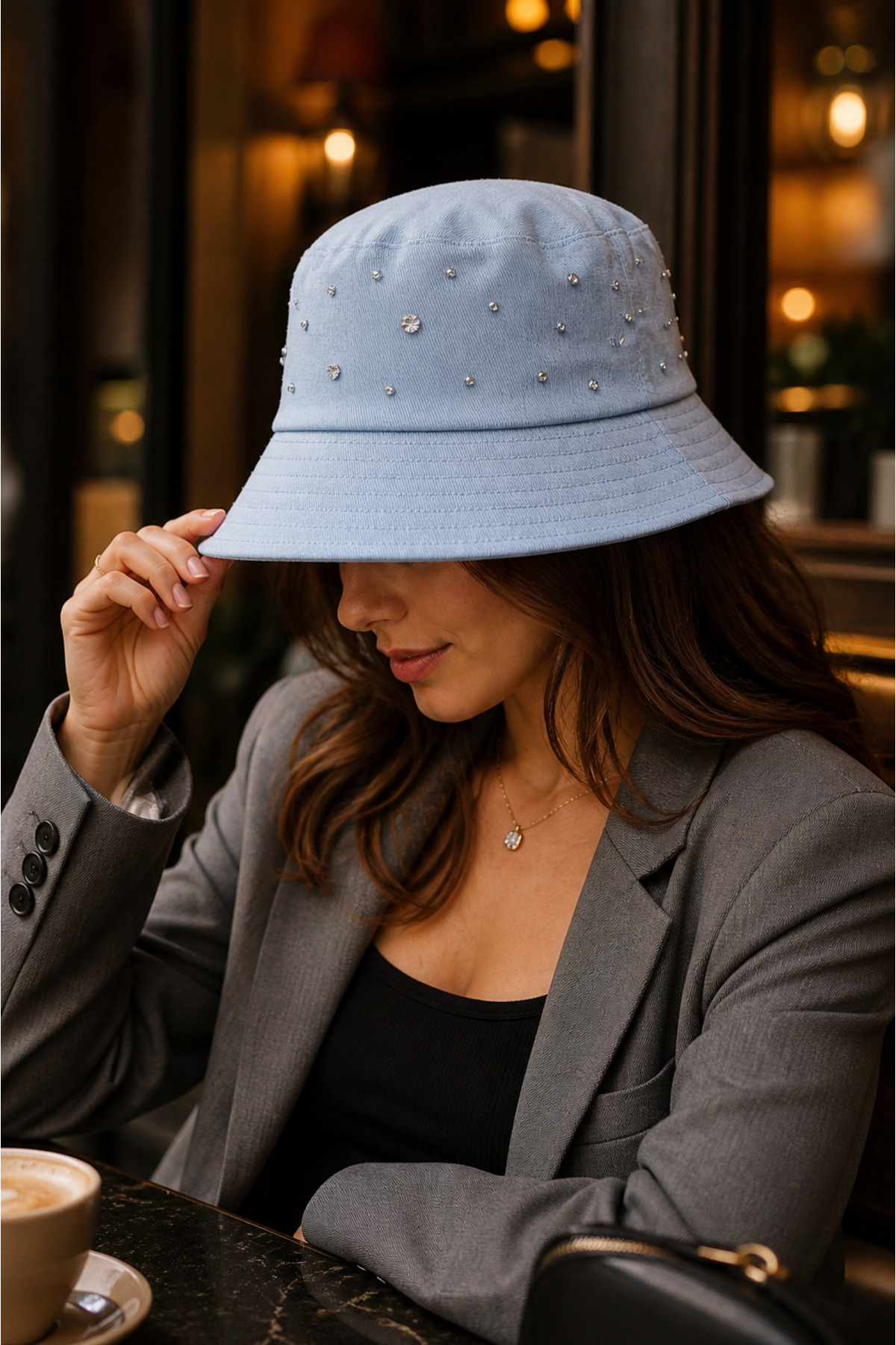 Baby Blue Stone Bucket Bucket Women's Hat