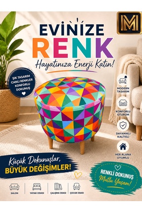 MEDET HOME DİDAY GÖKKUŞAĞI puf f trend puf koltuk puff bench dekoratif bohem ...