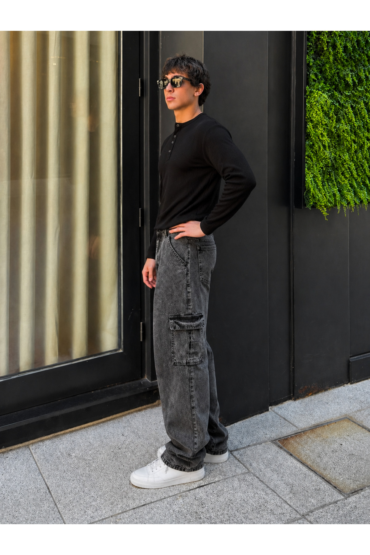 Erkek Günlük Pamuklu Kiremit Kargo Baggy Pantolon — خاکستری Hacker-3-E0101-30 — تصویر 5 از 6