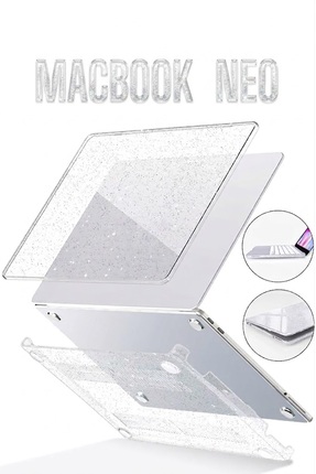 TEKNETSTORE Macbook Neo 13 inç A3404 Uyumlu Kılıf Simli Kristal Kapak Şeffaf ...