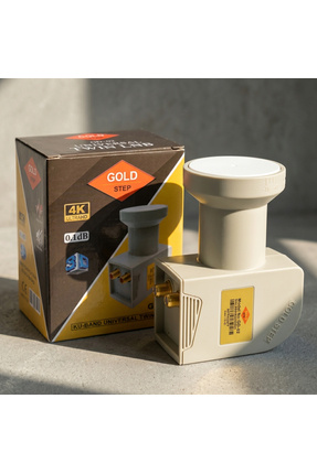 Gold Step Çift Çıkışlı (Twin) Uydu LNB'si - 4K Ultra HD - 0.1dB - Yüksek Sinyal