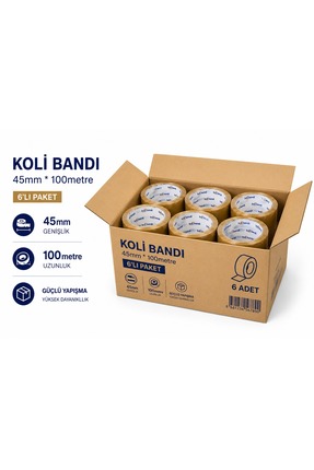 POYRAZ Hotmelt Güçlü Yapışkanlı Koli Bandı – 45 mm x 100 Metre - 72 adet - 1 ...