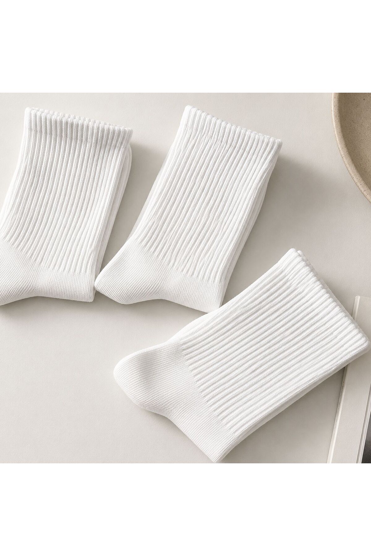 Sky Socks 8'li Ekonomik Paket Beyaz Pamuklu Unisex Tenis Çorap Seti görsel 3