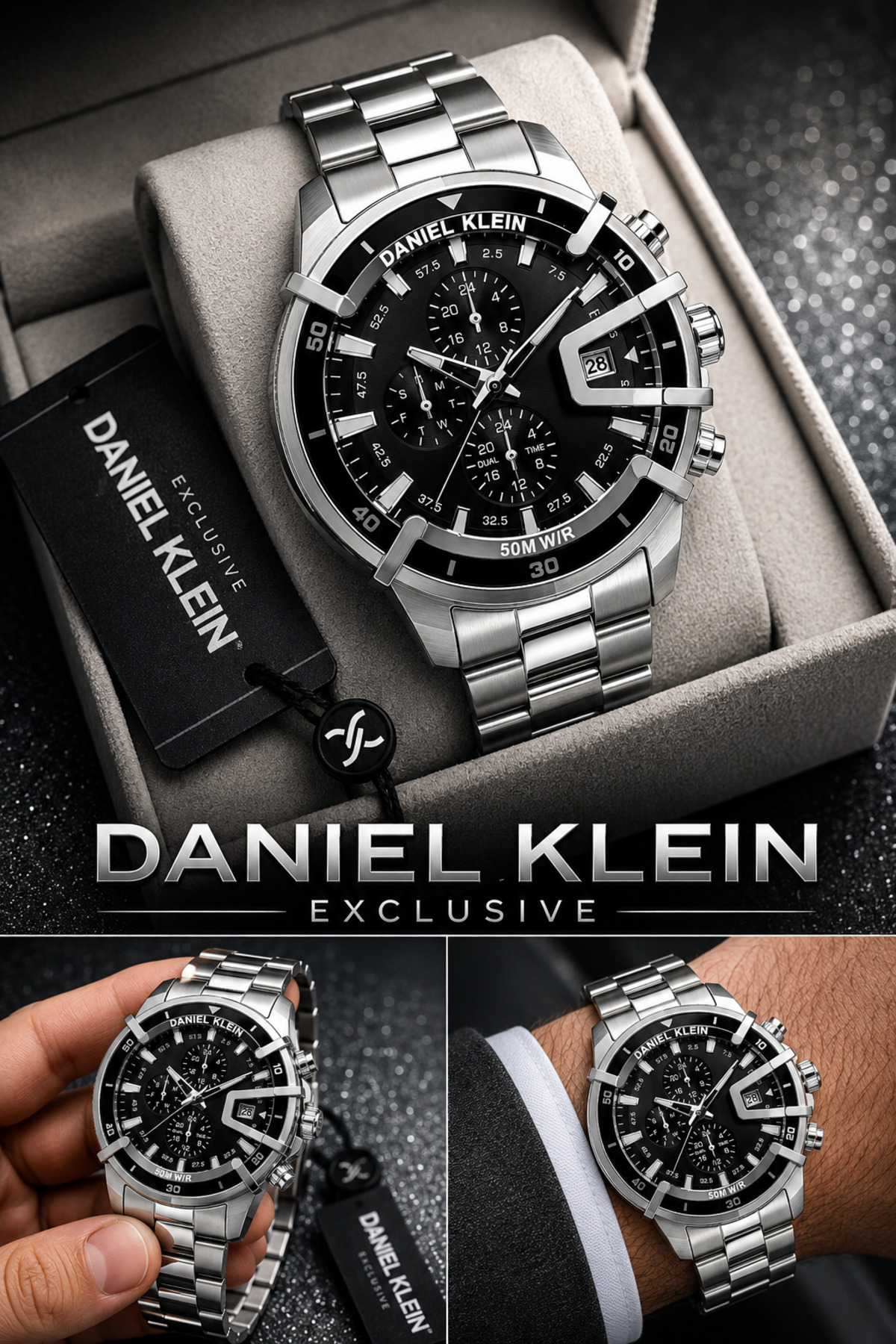 Exclusive Men's Watch Stylish Gift Wrist Watch with Steel Strap Japanese Movement Special Box DKE2151C5