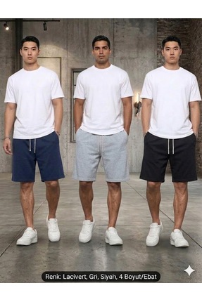 BERYY MODA 3’lü Paket Avantajı: Lacivert, Gri, Siyah Oversize Unisex Şort Seti