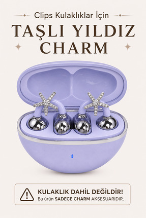 RoseandRoses Klips Kulaklık Uyumlu Charm Süsü- Taşlı Yıldız Charm (2 Adettir)
