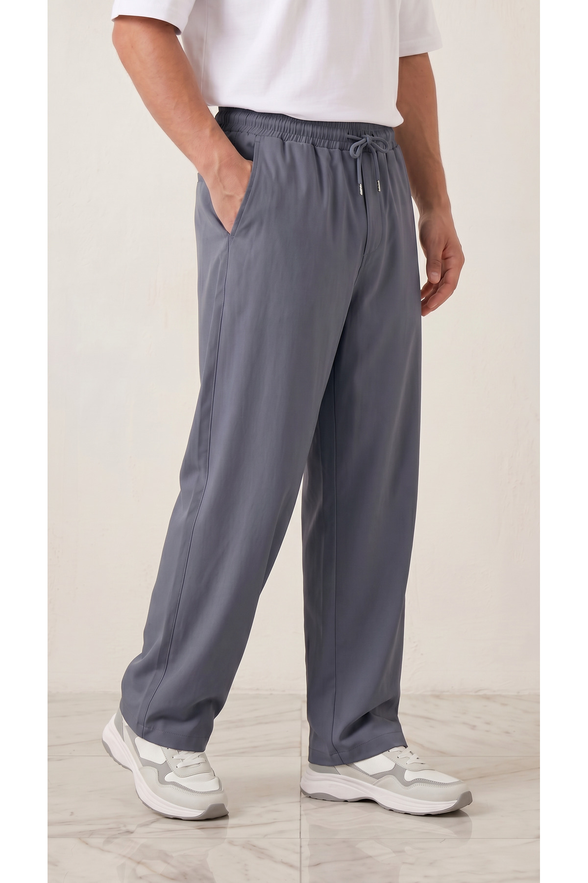 zazzia Erkek Füme Paraşüt Kumaş Baggy Oversize Bol Kesim Eşofman Altı görsel 5