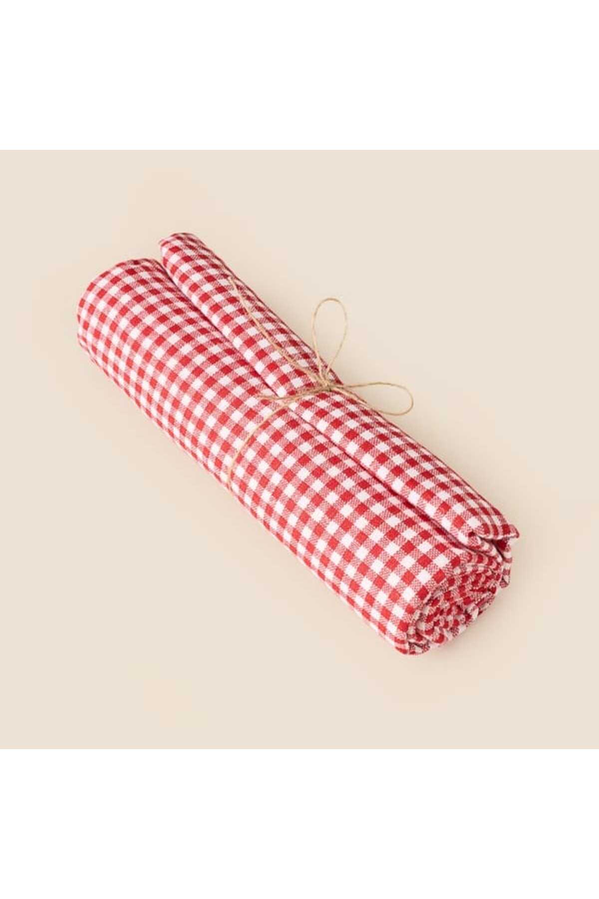 Soft Checkers Tablecloth - Red - 150x150 cm