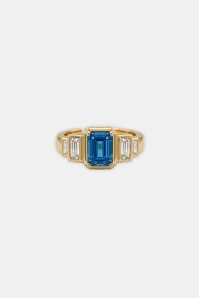 House Of Glix The Elisian Blue 14k Altın Renk Mavi Zirkon Taşlı Yüzük
