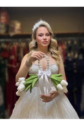 Bridal Luxe İncili gelin çiçeği lale çiçek çanta