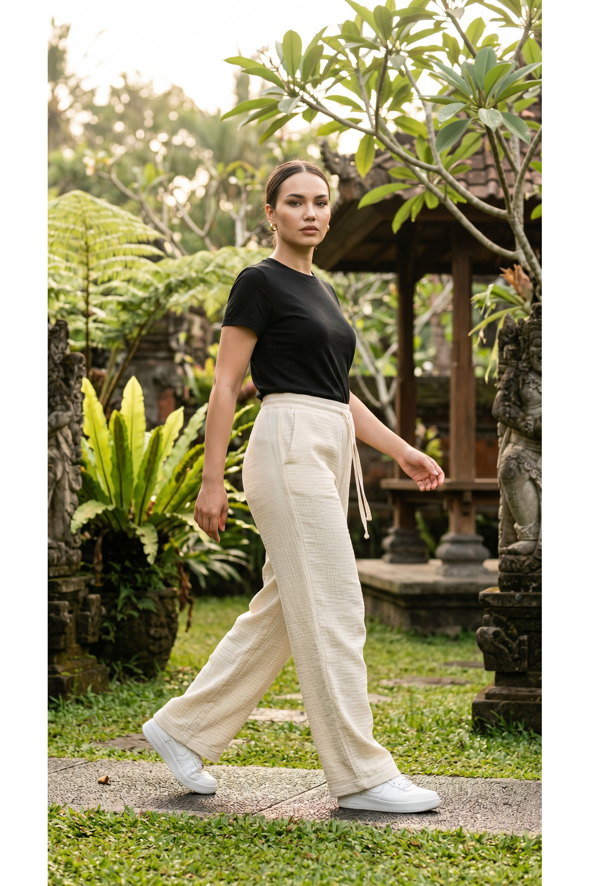 Cirt Layered Washable Muslin Linen Pants with Pockets