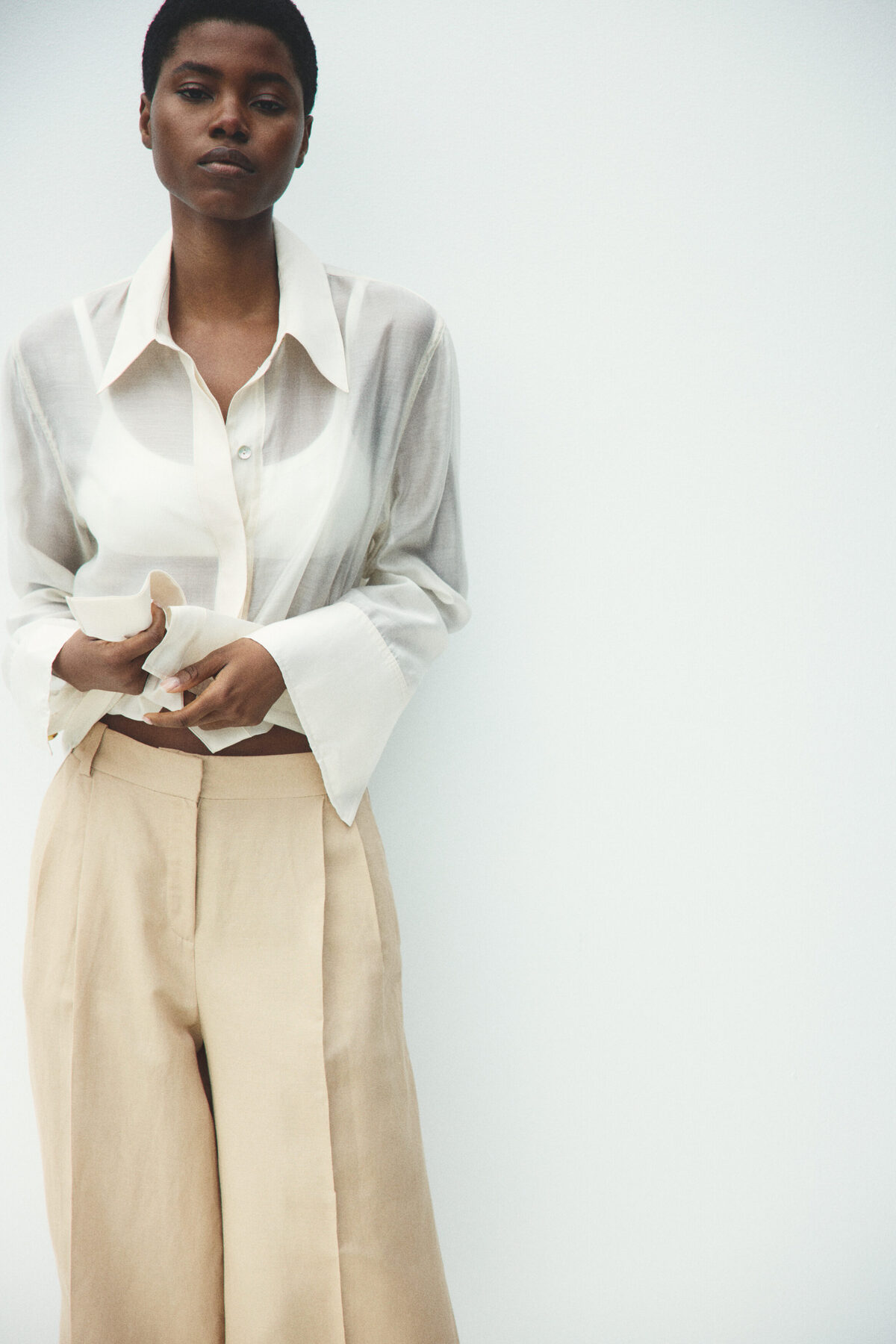 H&M Keten Karışımlı Geniş Culotte Pantolon