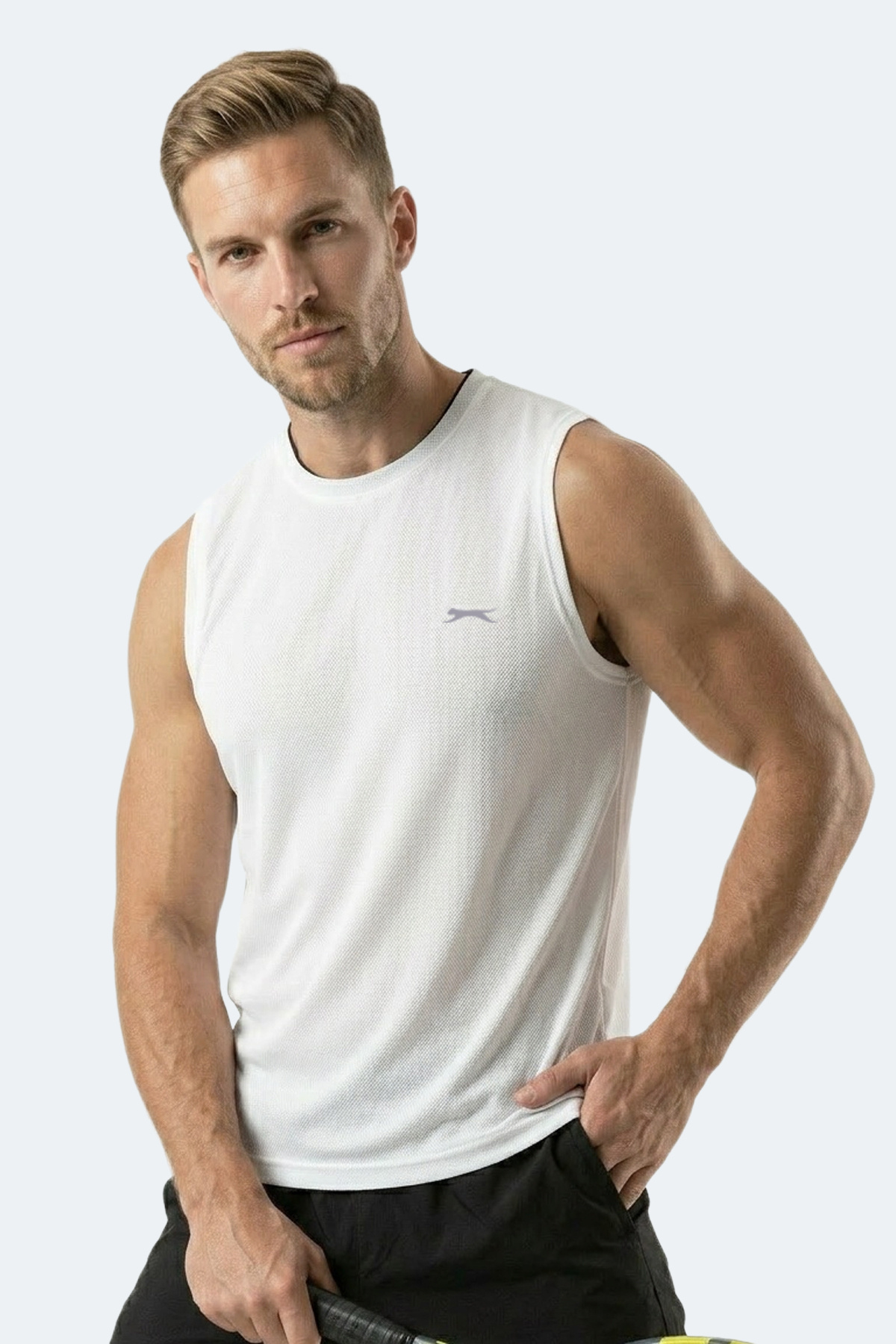 Slazenger HAZZAR I Erkek Kolsuz Beyaz Tişört görsel 7