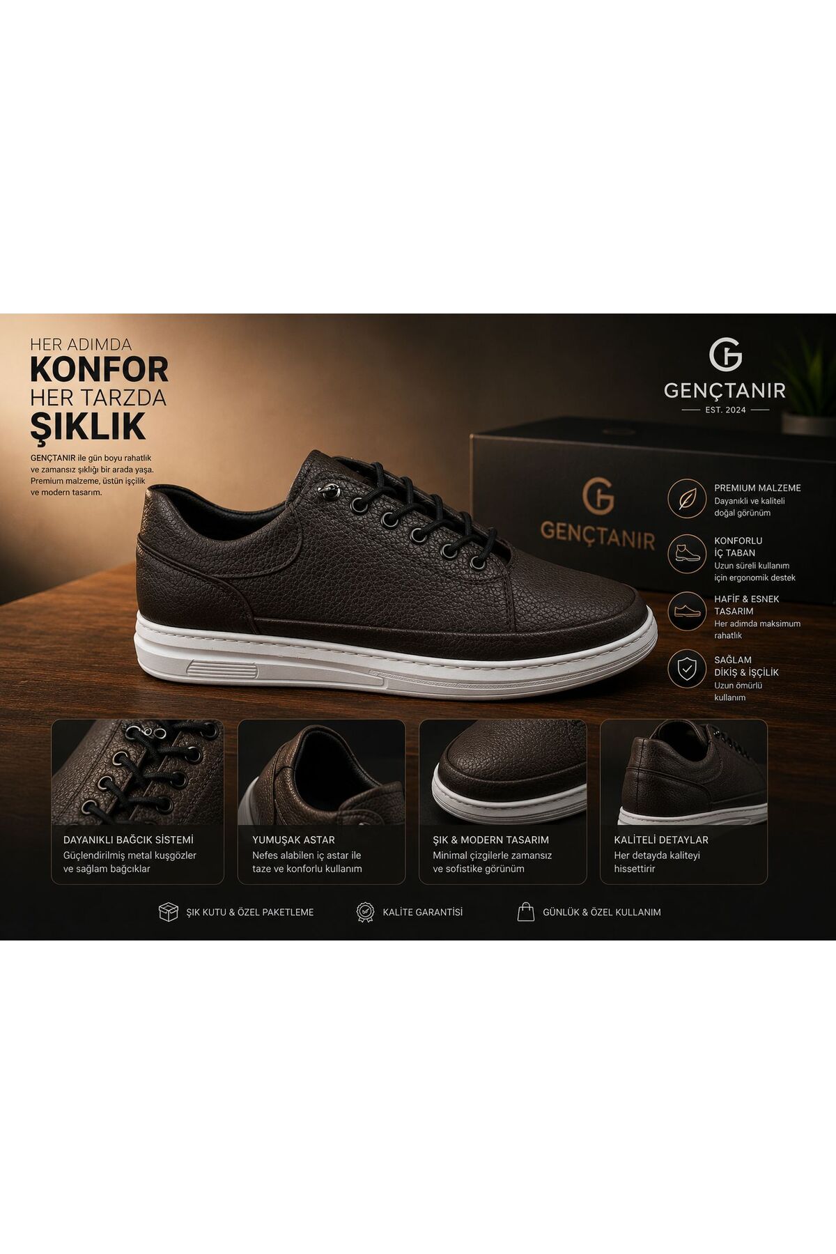 GENCTANİR SHOES Jules Mat Deri Akıllı Bağcıklı Klasik Erkek Ayakkabı görsel 2